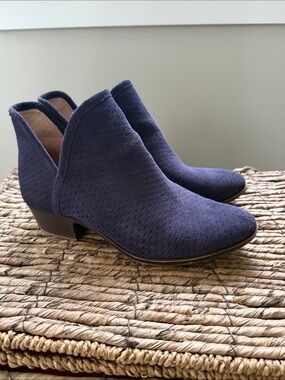 Lucky Brand Baley Ankle Booties in Blue Suede